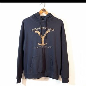 Yellowstone Dutton Ranch Distressed Graphic Hoodie Sweatshirt Black Mens size L